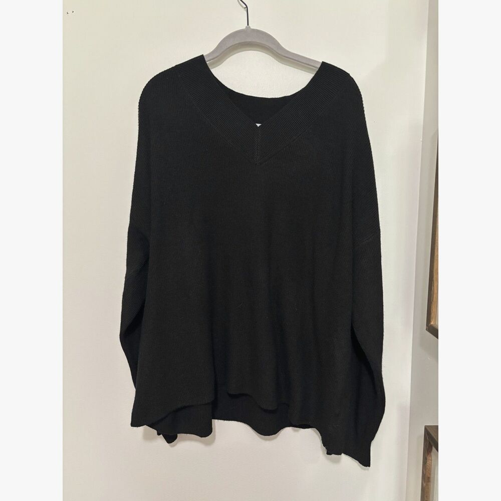 Nine West Black V Neck Sweater XXL‎ Oversized Extra Soft Minimalist Cozy Chic